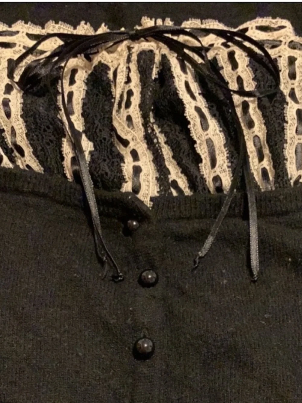 Vintage Betsey Johnson milkmaid black/white cardigan sz.M - Picture 4 of 4